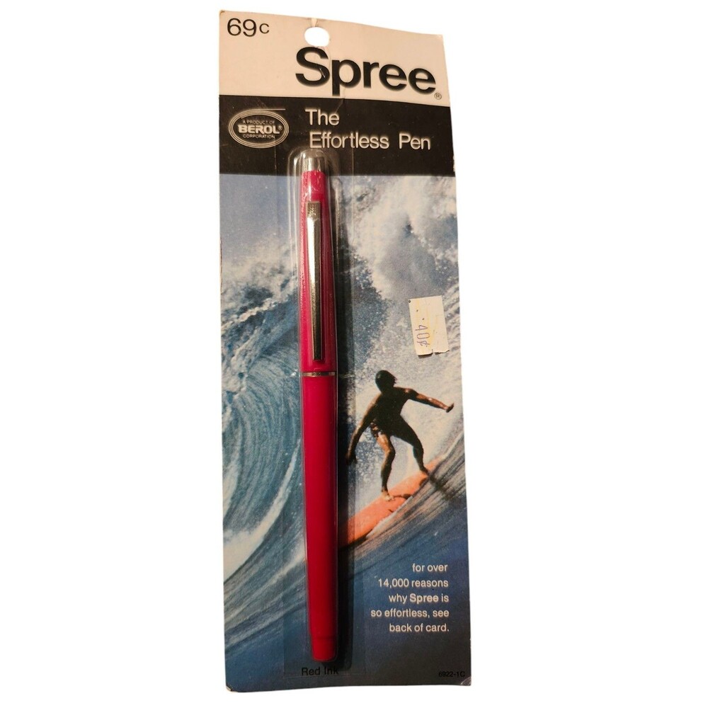 Rare Vintage BEROL Spree The Effortless RED Pen New Made In USA NOS